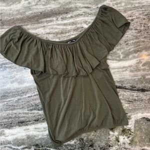 Express Olive Green Off-Shoulder Top Women’s Size Small
